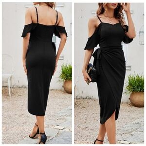 WOMEN'S Off Shoulder Ruched Bodycon Dresses Black new with tags
